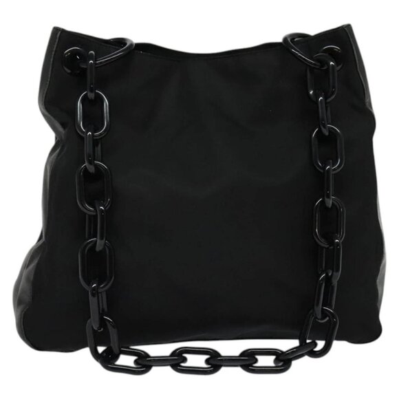 PRADA Shoulder Bag Nylon Plastic Black Silver Auth ep9367 - Picture 1 of 16